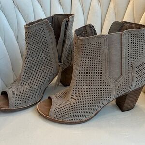 Toms Taupe Perforated Ankle Zip-up Booties